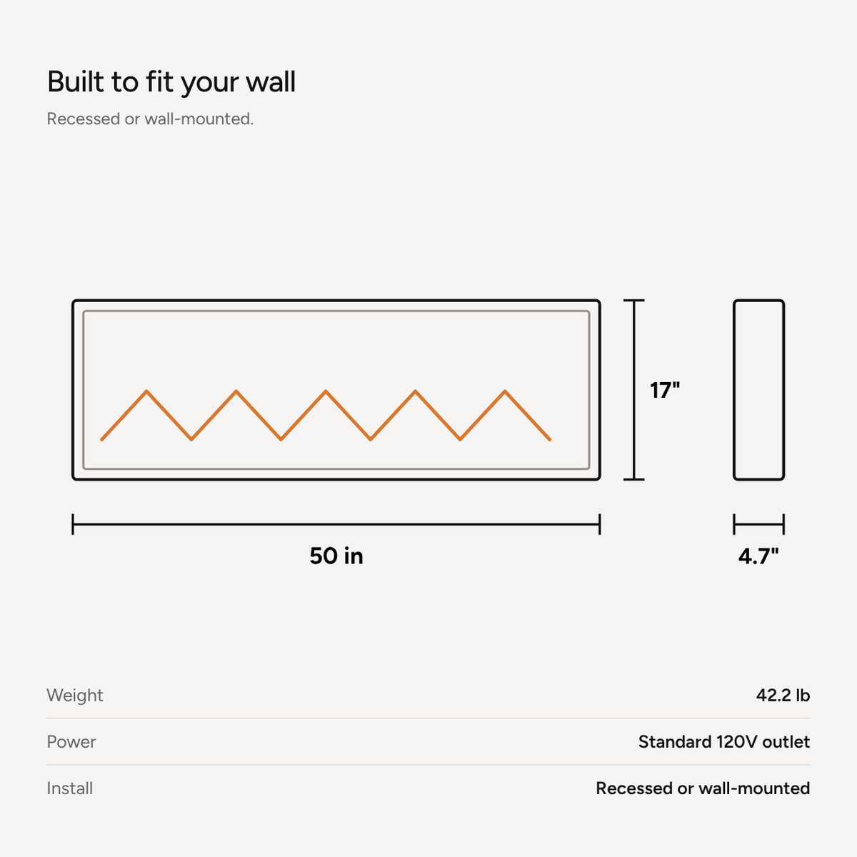 Embra Classic 50" Recessed & Wall-Mounted Electric Fireplace