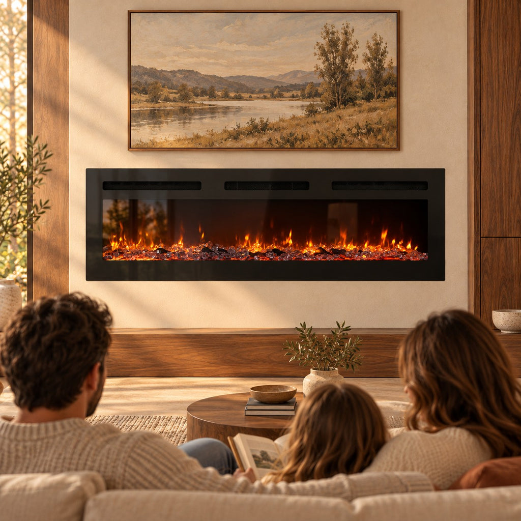 Embra Classic 60" Recessed & Wall-Mounted Electric Fireplace
