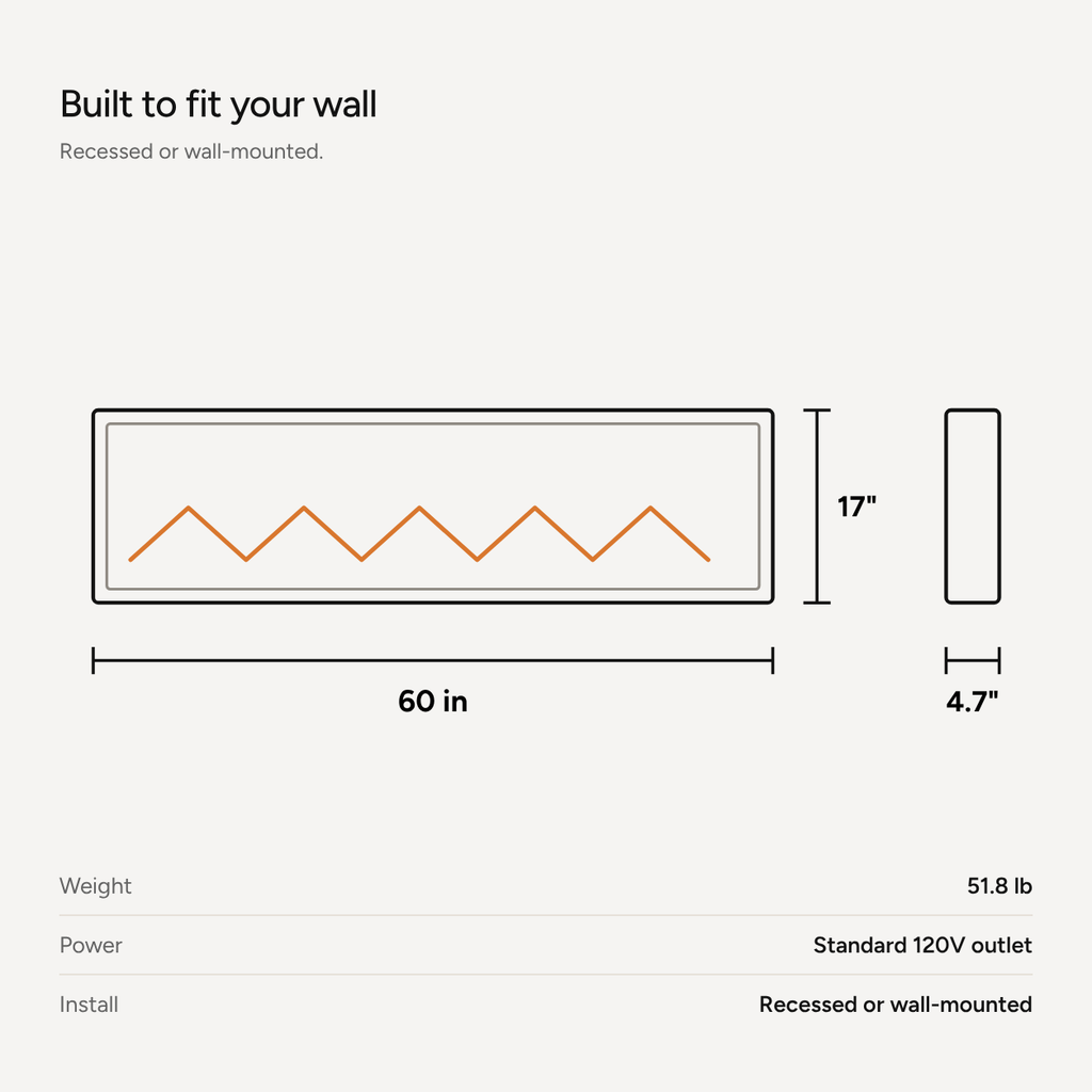 Embra Classic 60" Recessed & Wall-Mounted Electric Fireplace
