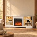 Embra Media Console 58" TV Stand with Electric Fireplace — White