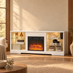 Embra Media Console 58" TV Stand with Electric Fireplace — White