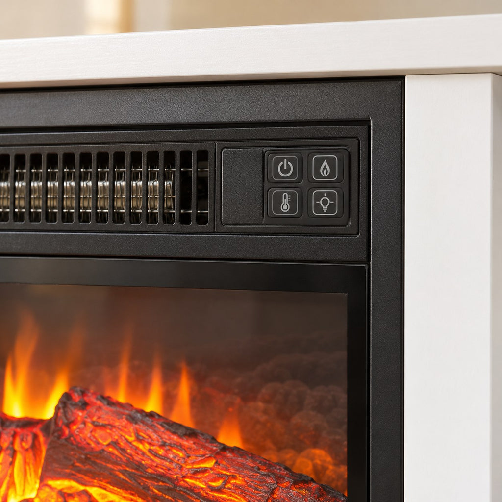 Embra Media Console 58" TV Stand with Electric Fireplace — White