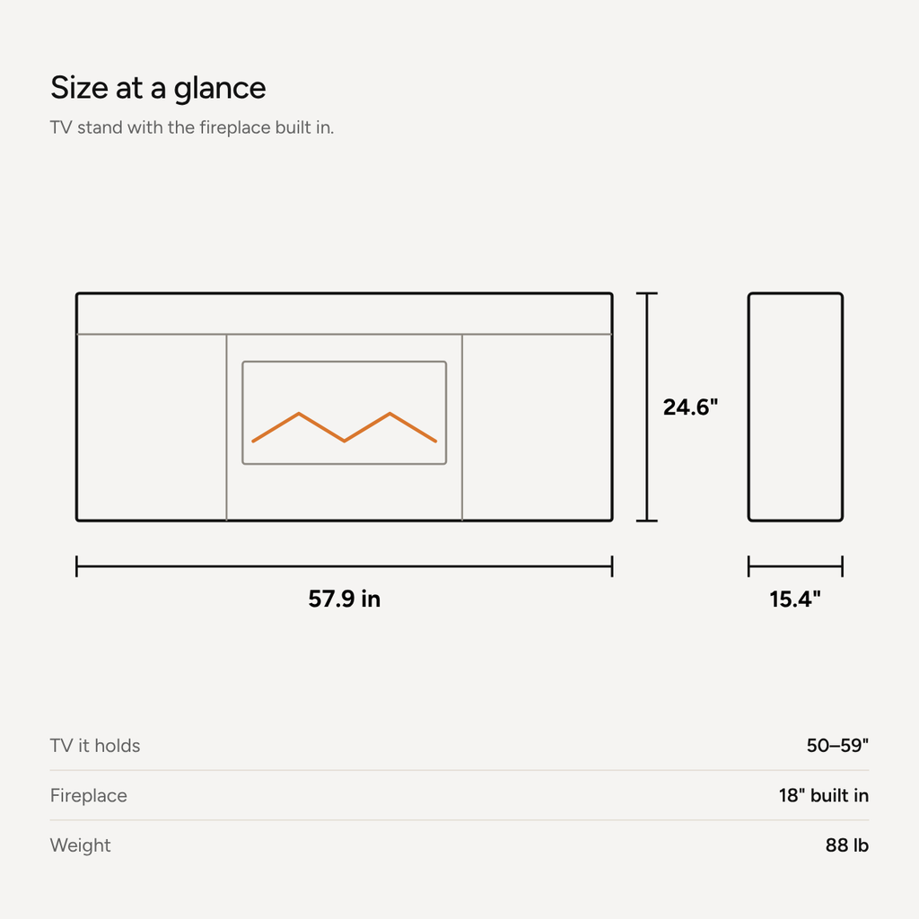 Embra Media Console 58" TV Stand with Electric Fireplace — White