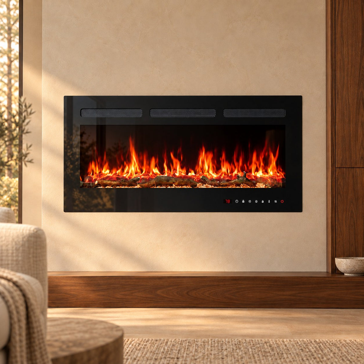 Embra Linear Recessed & Wall-Mounted Electric Fireplace