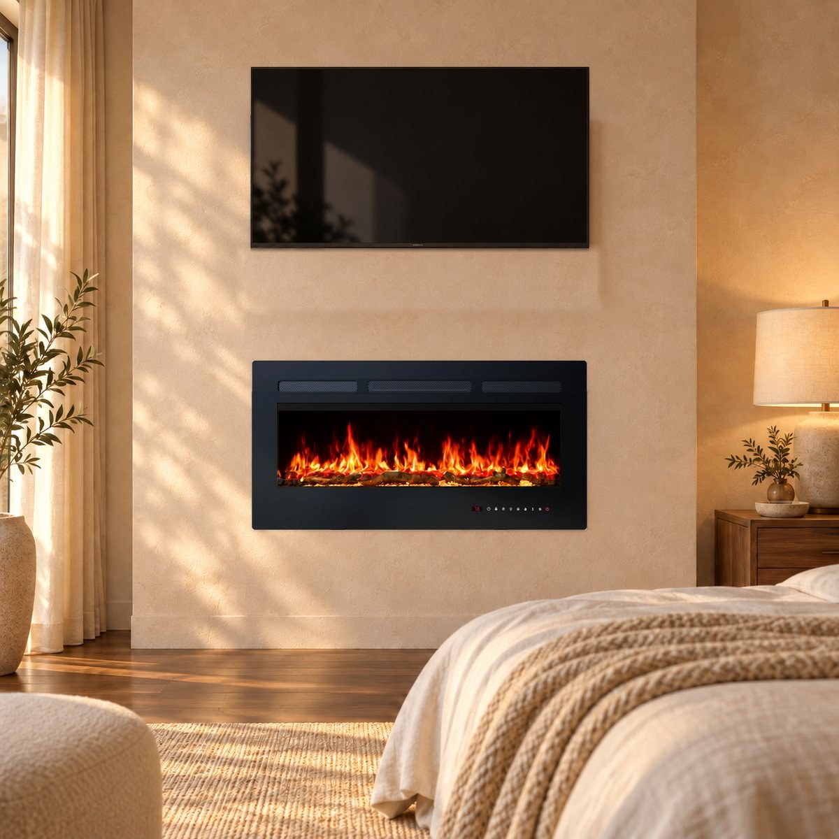 Embra Linear Recessed & Wall-Mounted Electric Fireplace