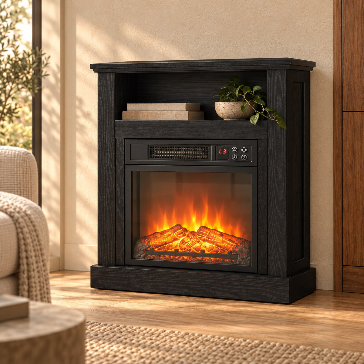 Embra Mantel 27" Noir Freestanding Electric Fireplace
