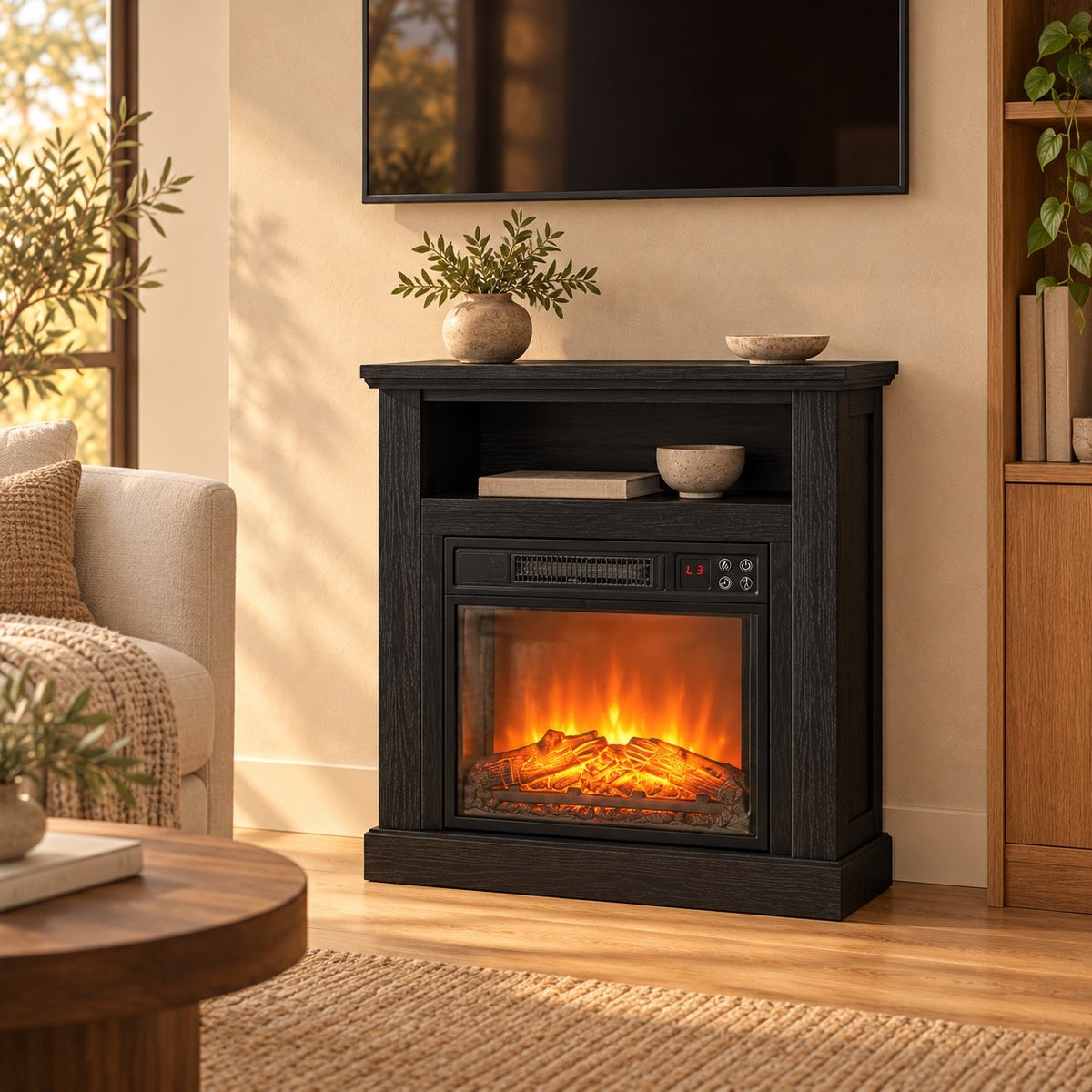 Embra Mantel 27" Noir Freestanding Electric Fireplace