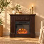 Embra Mantel 32" Freestanding Electric Fireplace — Brown
