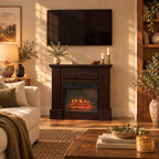 Embra Mantel 32" Freestanding Electric Fireplace — Brown