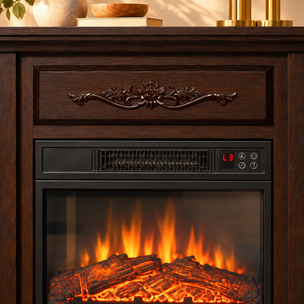 Embra Mantel 32" Freestanding Electric Fireplace — Brown