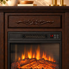 Embra Mantel 32" Freestanding Electric Fireplace — Brown
