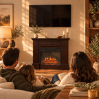 Embra Mantel 32" Freestanding Electric Fireplace — Brown