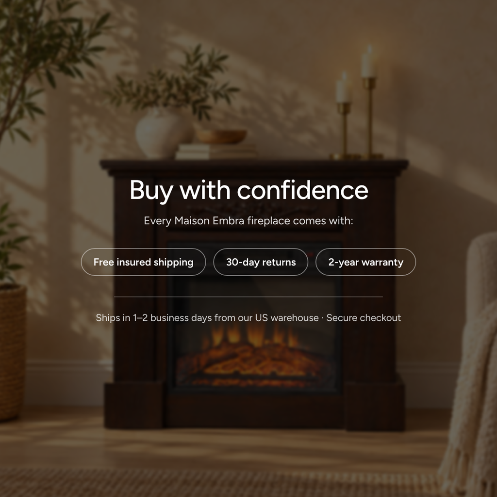 Embra Mantel 32" Freestanding Electric Fireplace — Brown