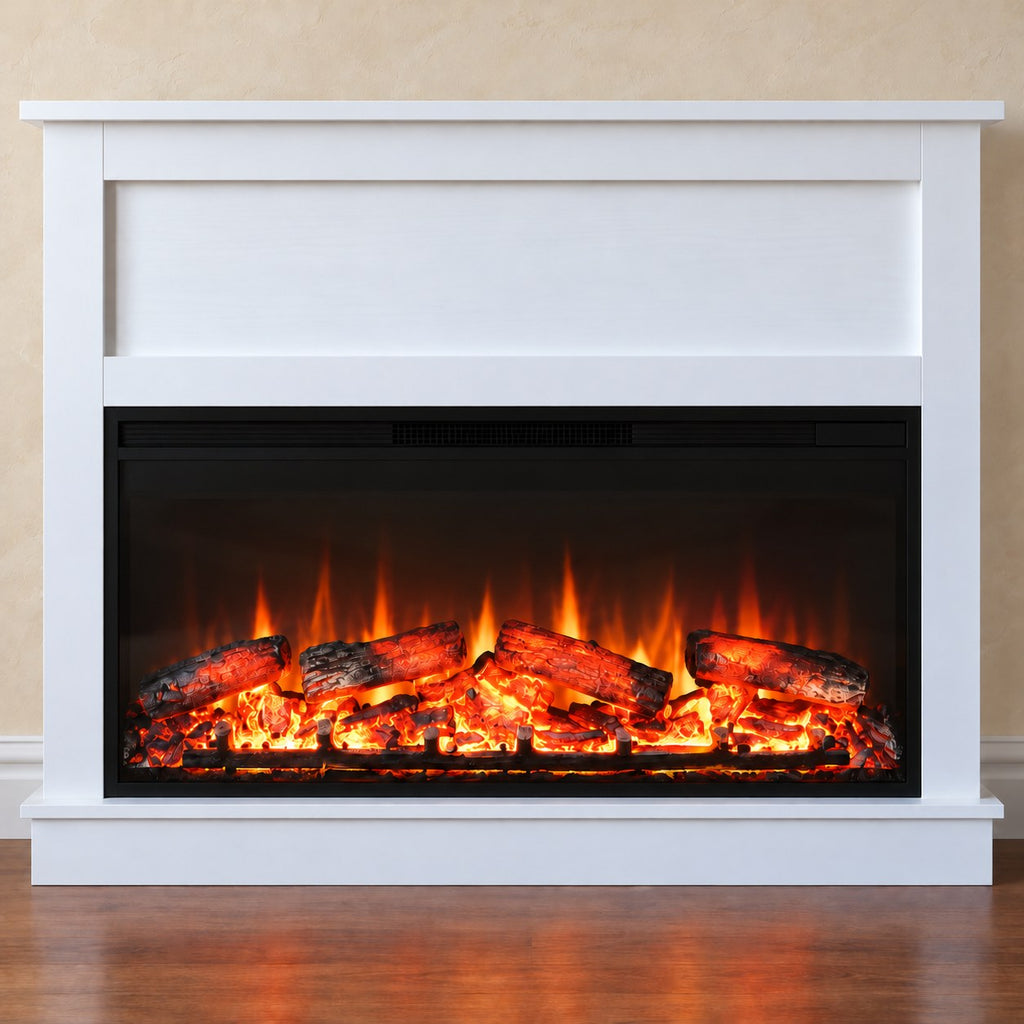 Embra Mantel 50" Freestanding Electric Fireplace — White