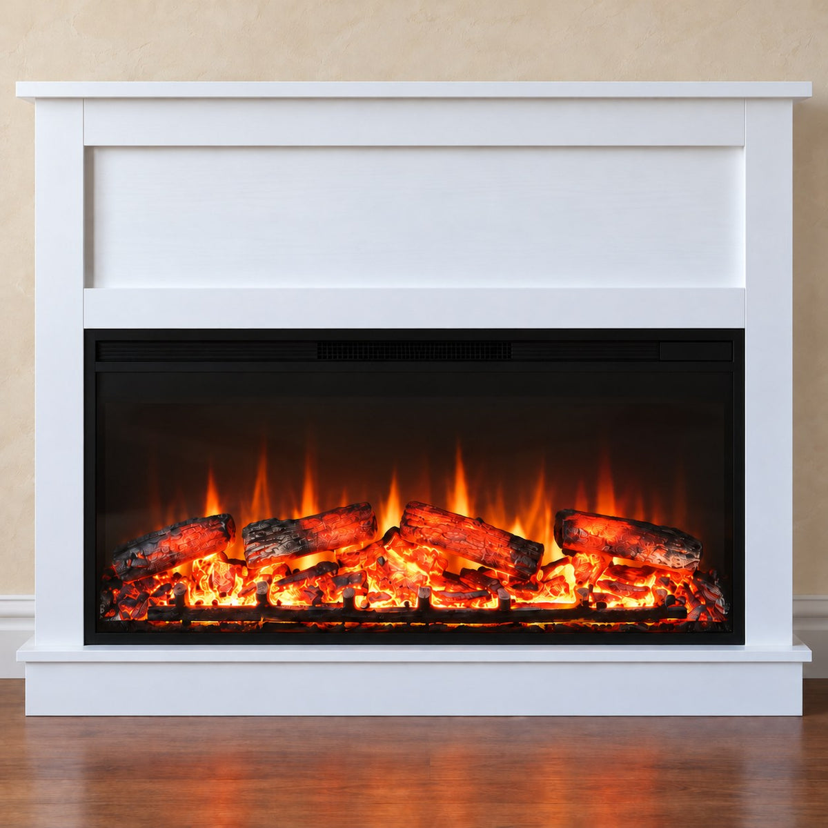 Embra Mantel 50" Freestanding Electric Fireplace — White