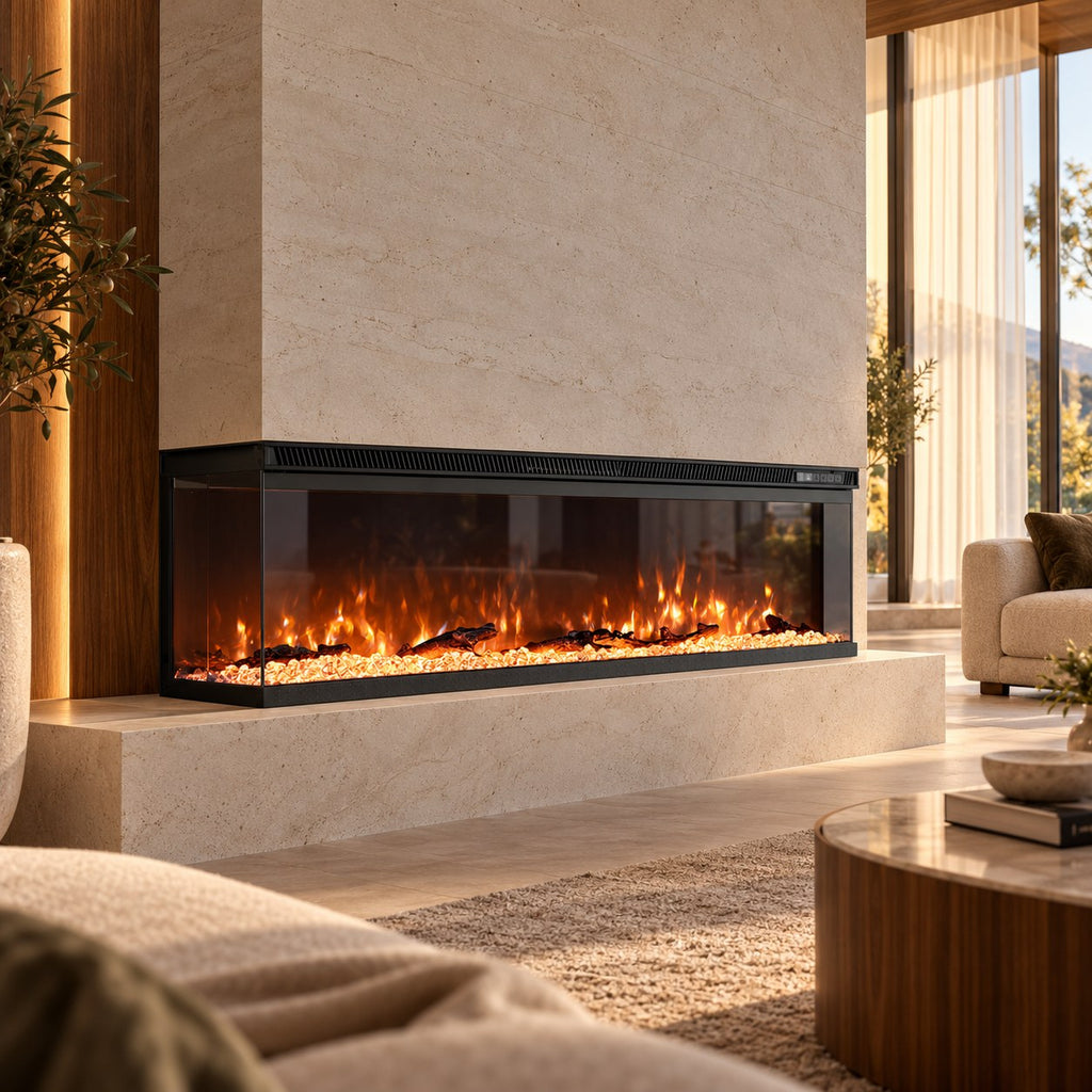Embra Panorama 72" 3-Sided Electric Fireplace