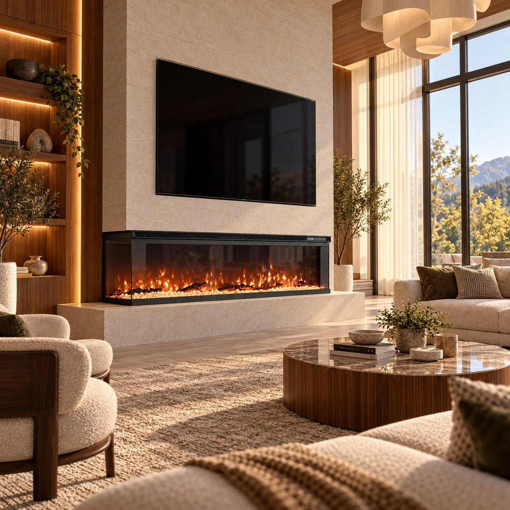 Embra Panorama 72" 3-Sided Electric Fireplace