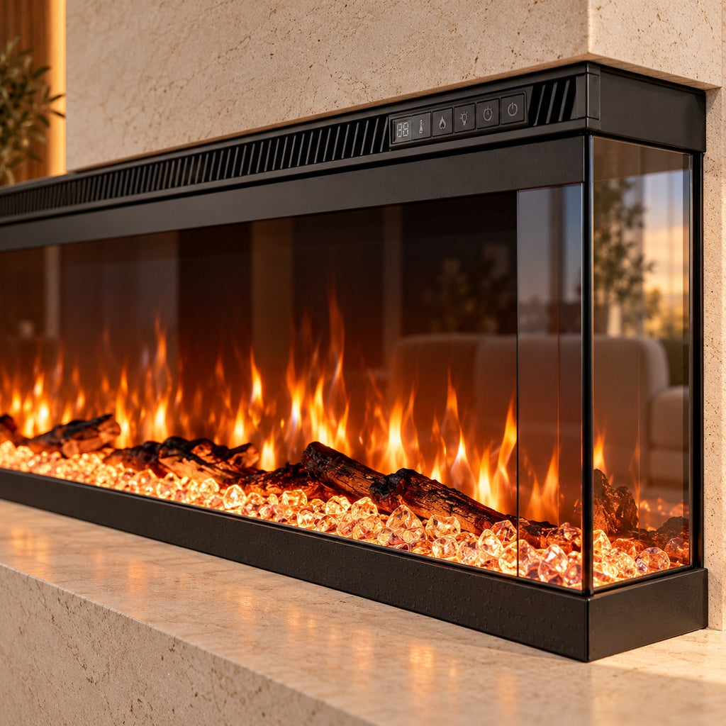 Embra Panorama 72" 3-Sided Electric Fireplace