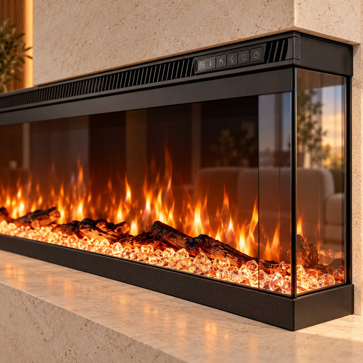 Embra Panorama 72" 3-Sided Electric Fireplace