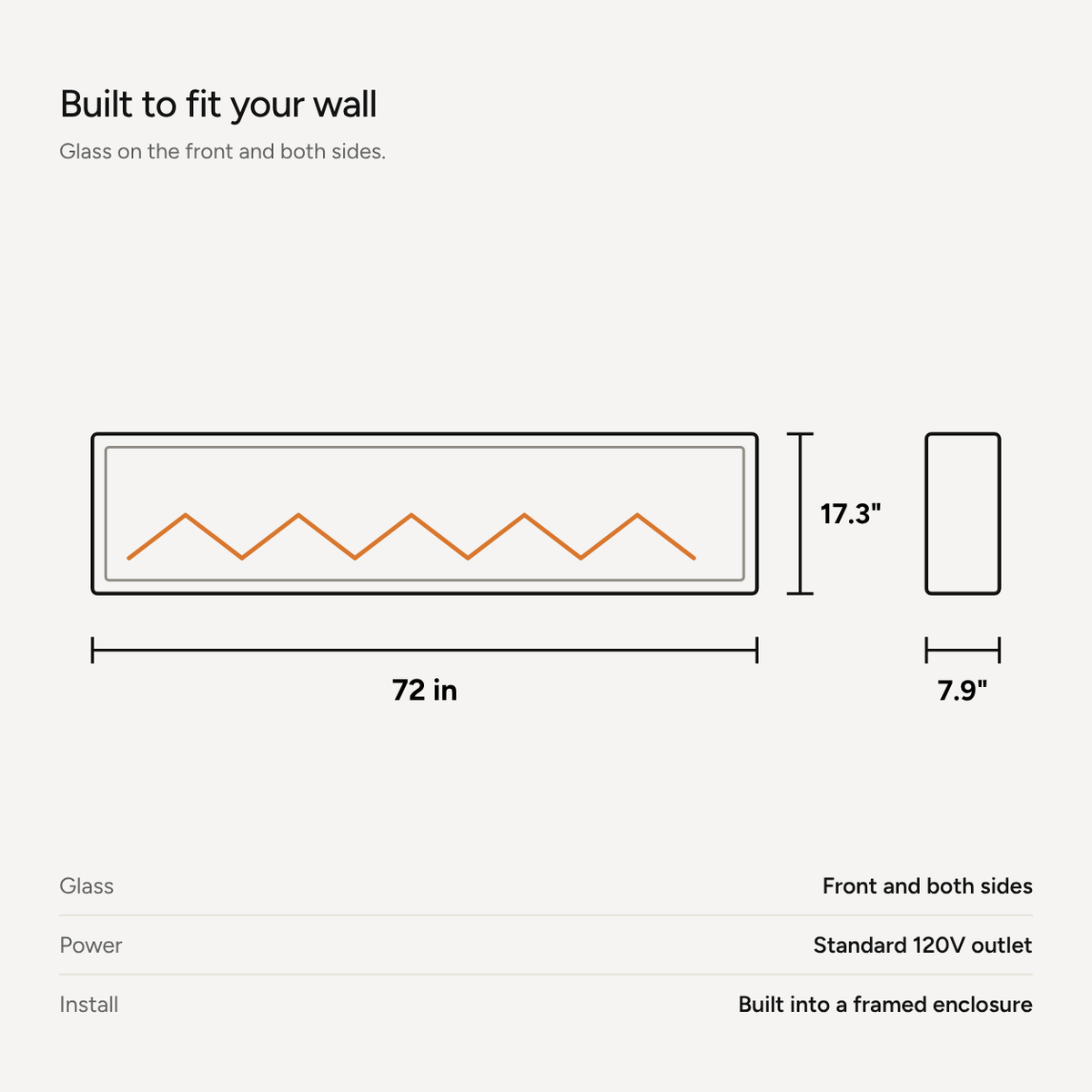 Embra Panorama 72" 3-Sided Electric Fireplace