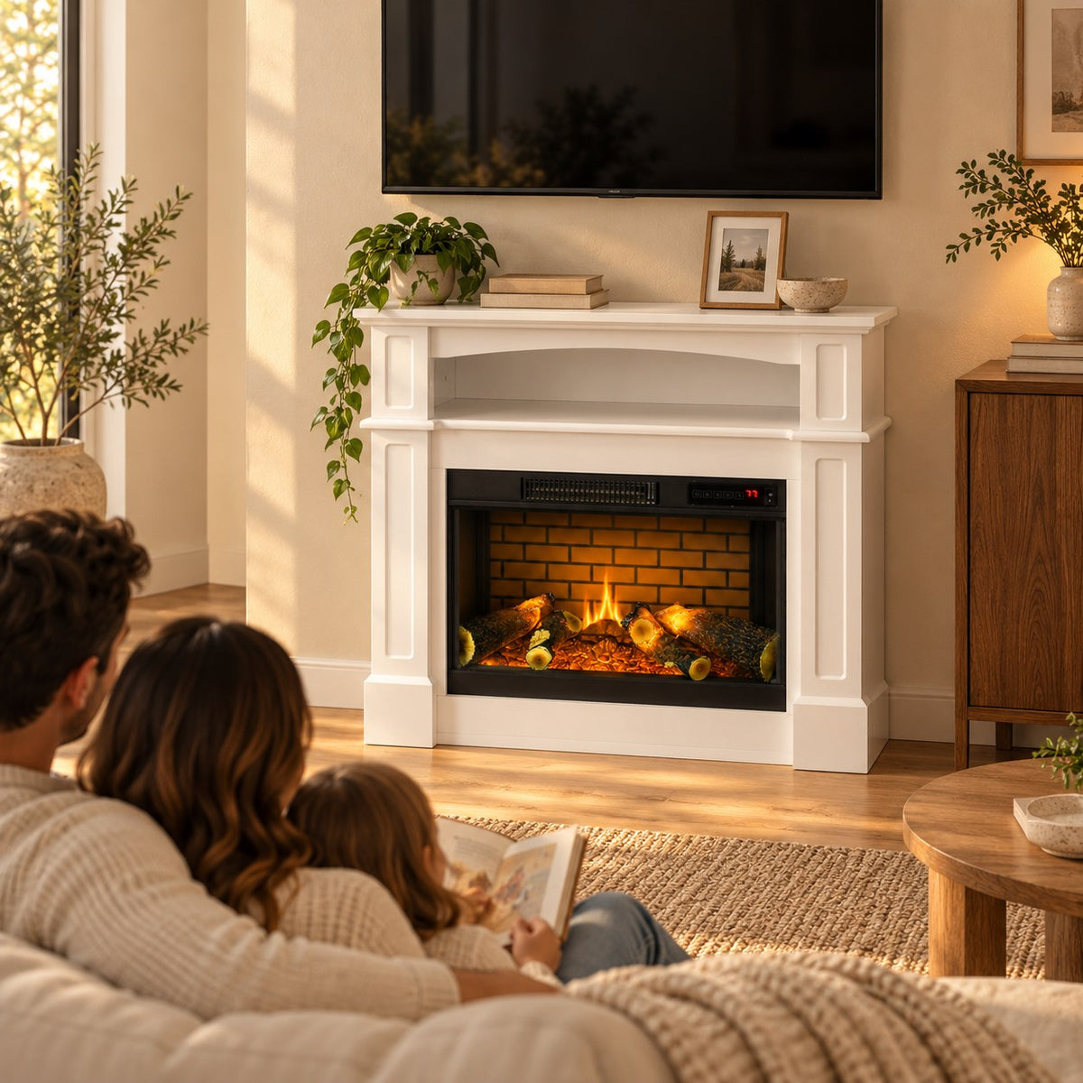Embra Mantel 32" Shelf Freestanding Electric Fireplace